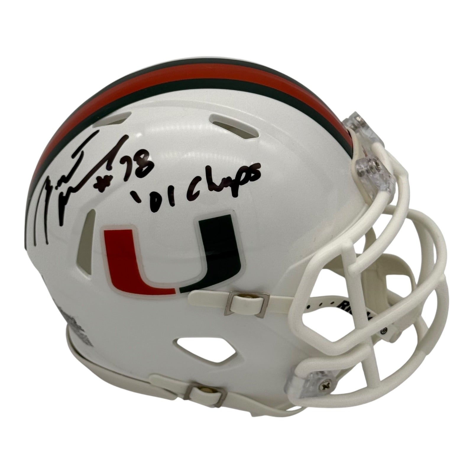 Bryant McKinnie Autographed Miami Hurricanes (Speed) Mini Helmet w/ 