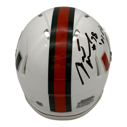 Bryant McKinnie Autographed Miami Hurricanes (Speed) Mini Helmet w/ "01 Champs" - JSA