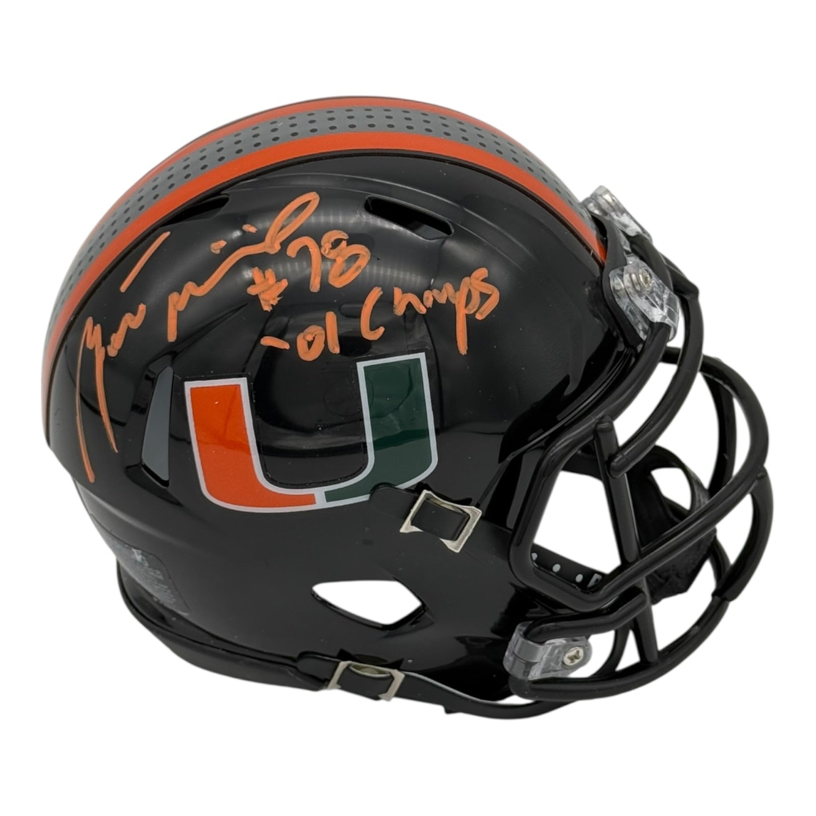 Bryant McKinnie Autographed Miami Hurricanes (Black Nights) Mini Helmet w/ 