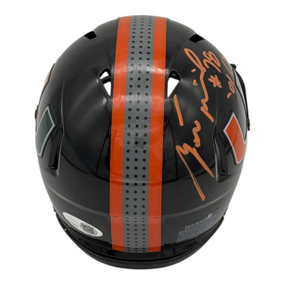 Bryant McKinnie Autographed Miami Hurricanes (Black Nights) Mini Helmet w/ "01 Champs" - JSA