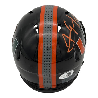 Joaquin Gonzalez Autographed Miami Hurricanes (Black Nights) Mini Helmet w/ "01 Champs" - JSA