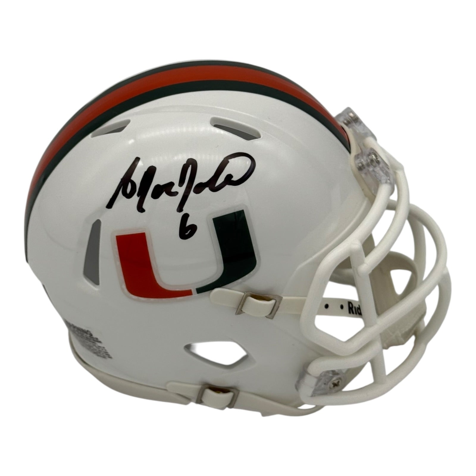 Antrel Rolle Autographed Miami Hurricanes (Speed) Mini Helmet - JSA