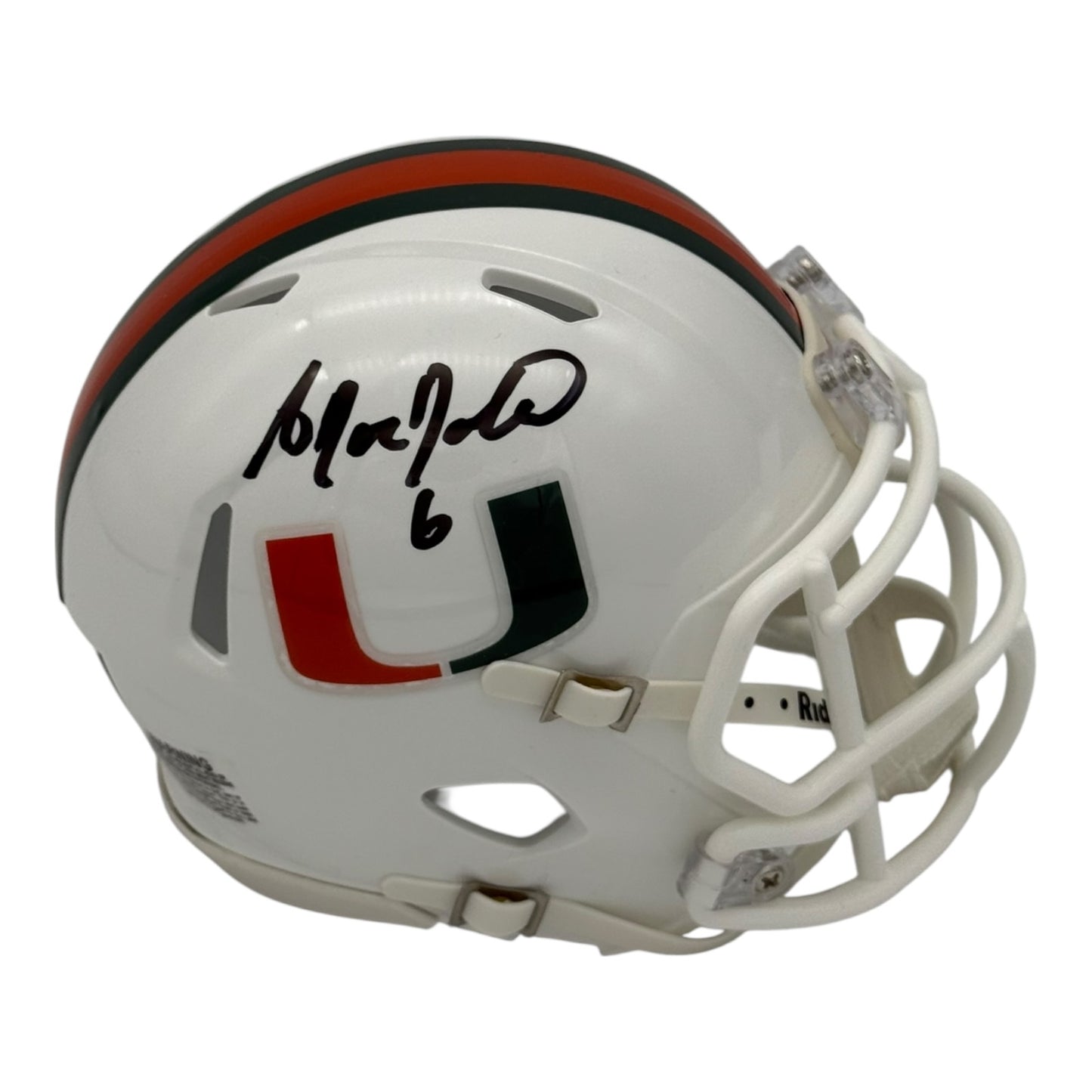 Antrel Rolle Autographed Miami Hurricanes (Speed) Mini Helmet - JSA