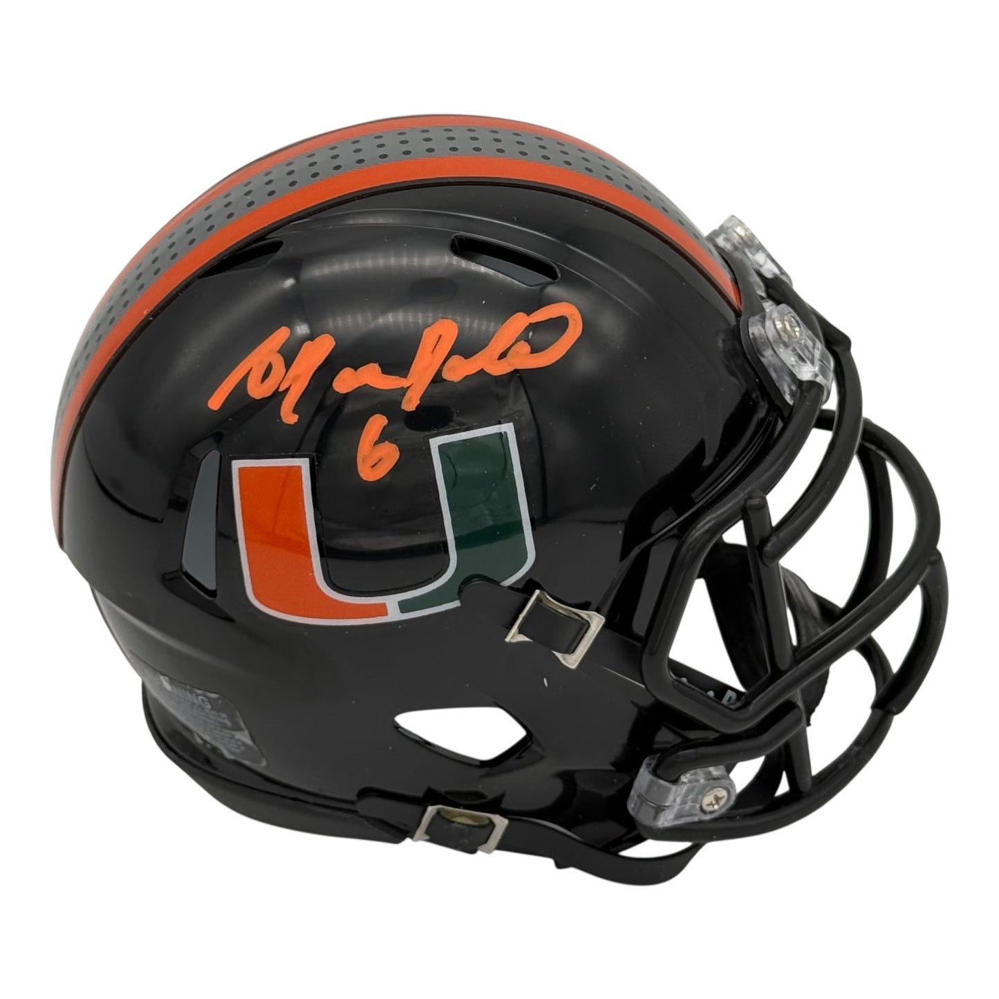 Antrel Rolle Autographed Miami Hurricanes (Black Nights) Mini Helmet - JSA