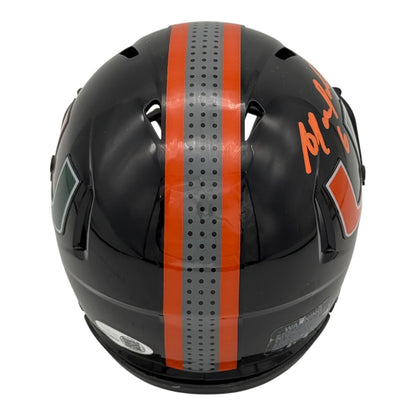 Antrel Rolle Autographed Miami Hurricanes (Black Nights) Mini Helmet - JSA