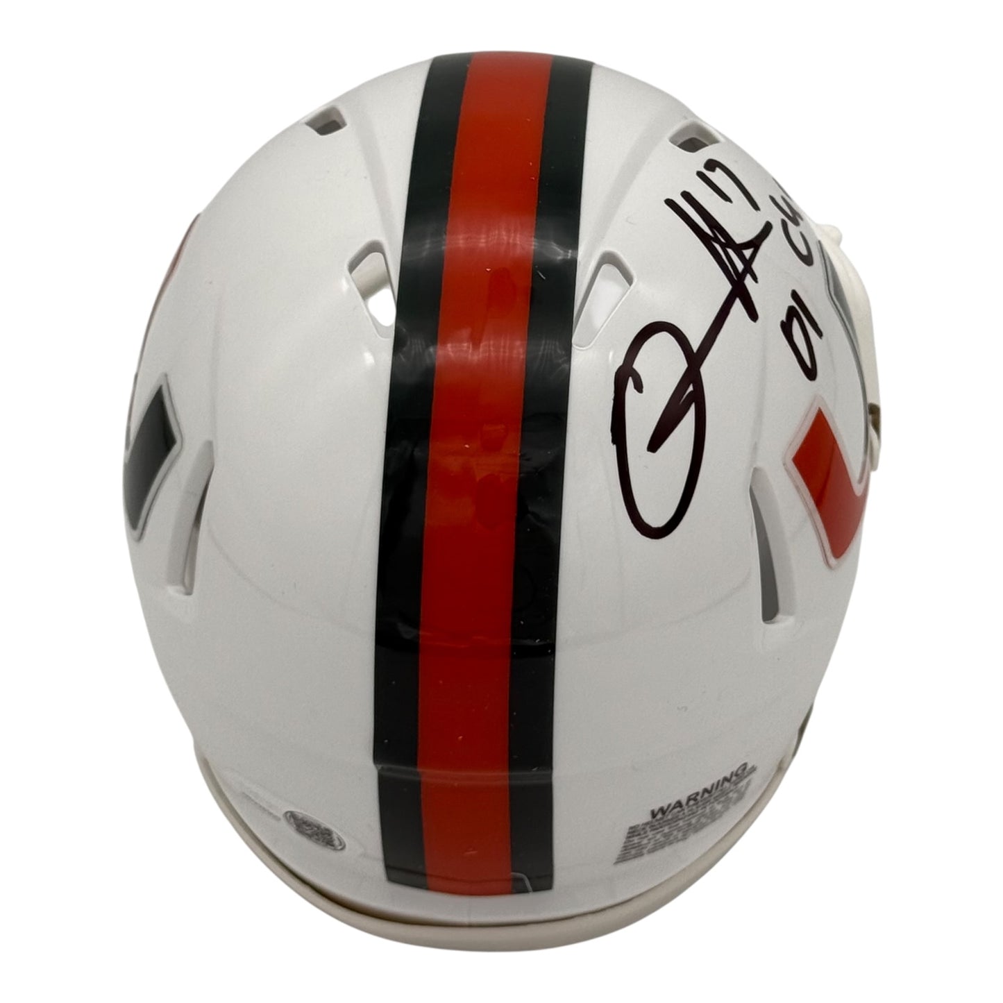 D.J. Williams Autographed Miami Hurricanes (Speed) Mini Helmet w/ "01 Champs" - JSA