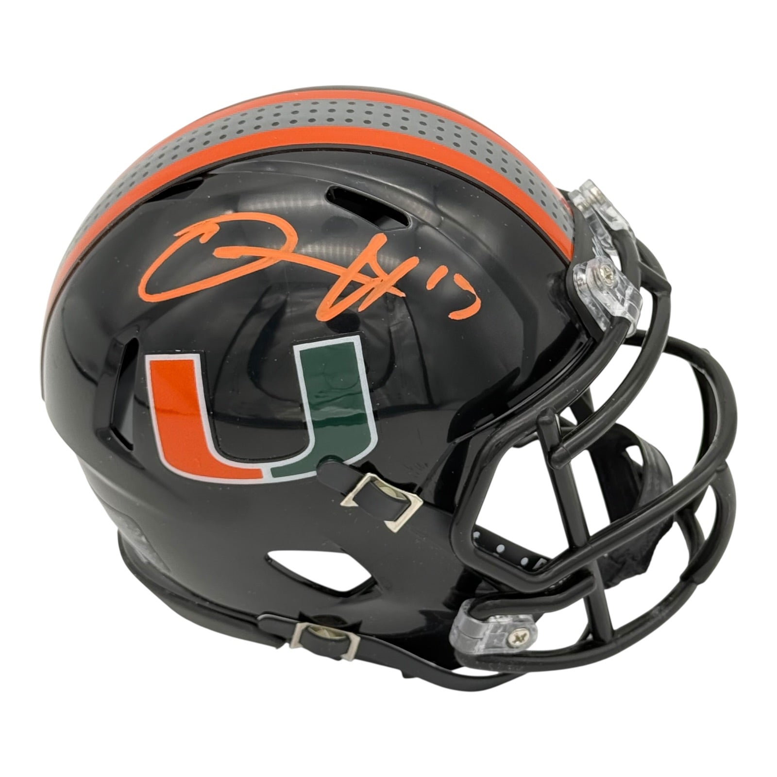 D.J. Williams Autographed Miami Hurricanes (Black Nights) Mini Helmet - JSA