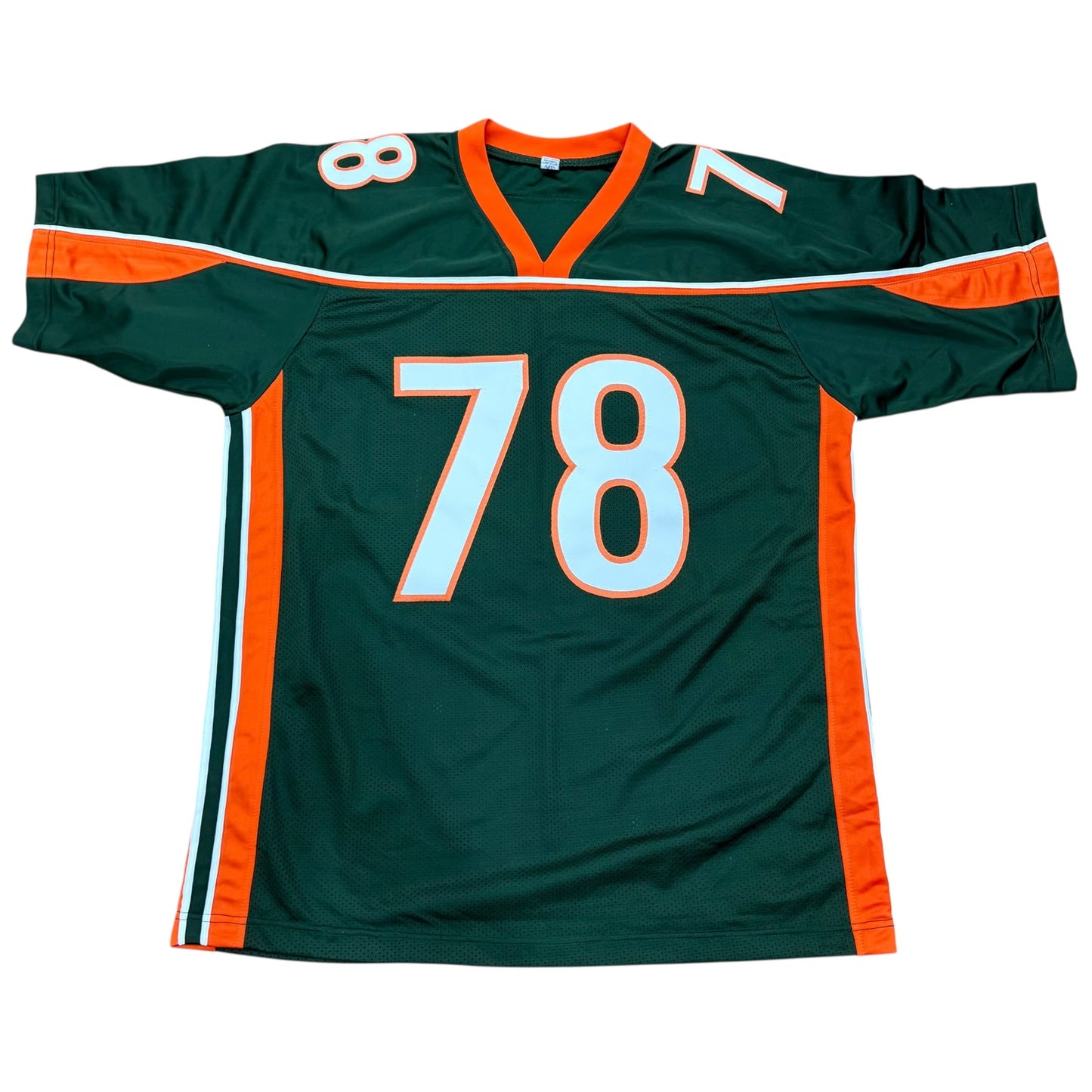 Bryant McKinnie Autographed Miami (Green #78) Custom Stitched Jersey w/ "01 Champs" - JSA
