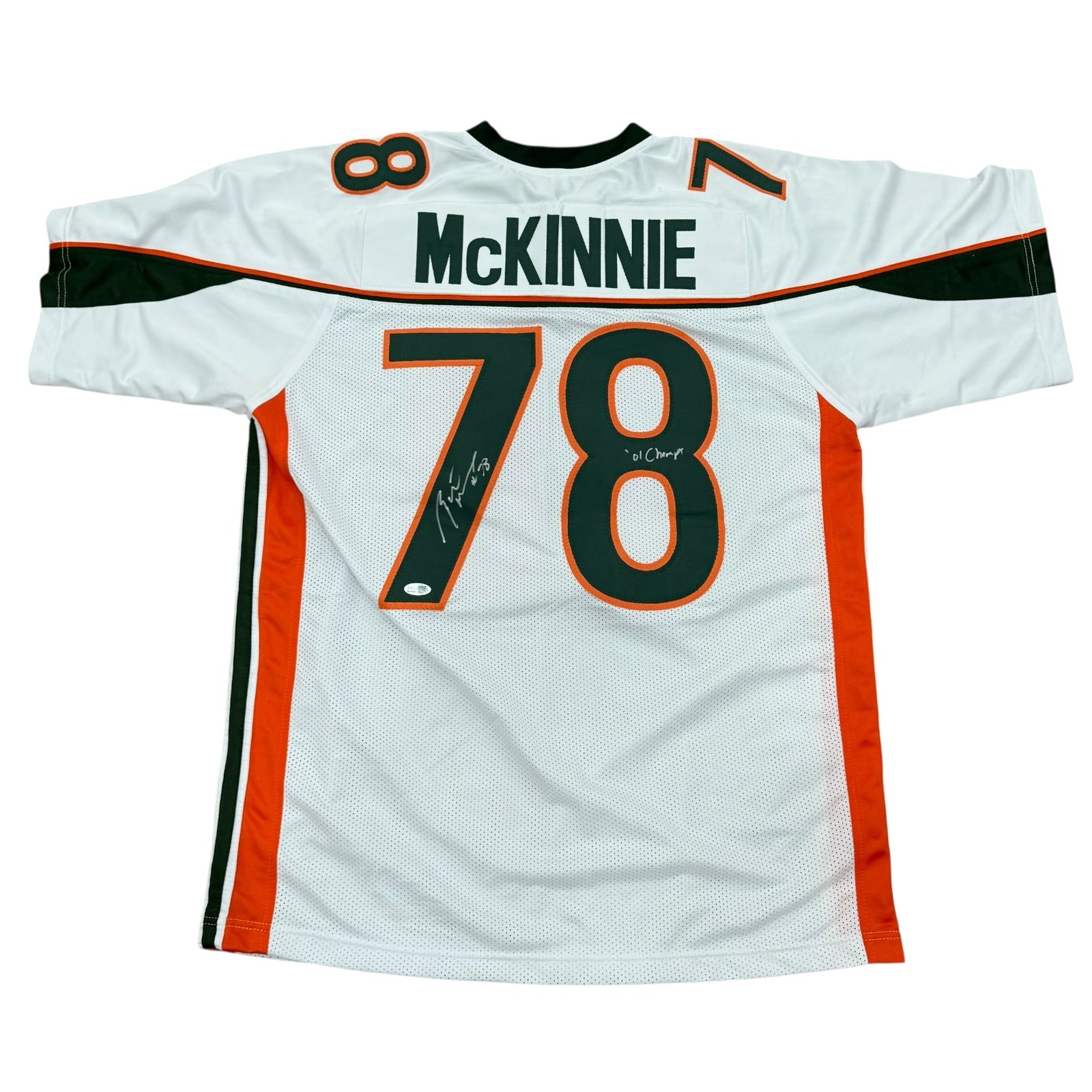 Bryant McKinnie Autographed Miami (White #78) Custom Stitched Jersey w/ 