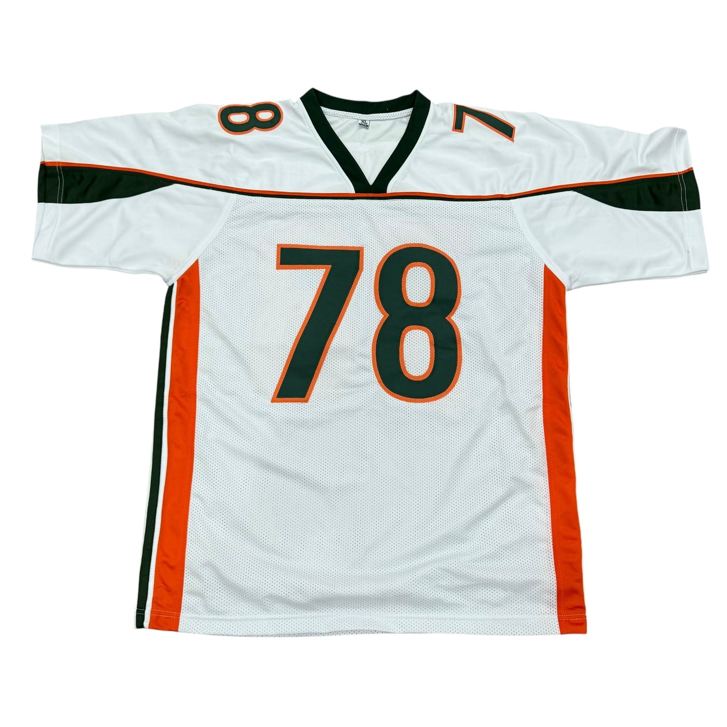 Bryant McKinnie Autographed Miami (White #78) Custom Stitched Jersey w/ "01 Champs"- JSA