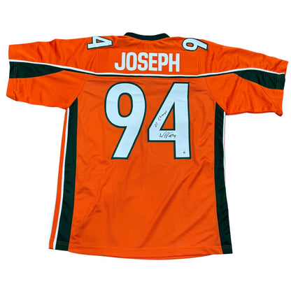 William Joseph Autographed Miami (Orange #94) Custom Stitched Jersey w/ "01 Champs" - JSA