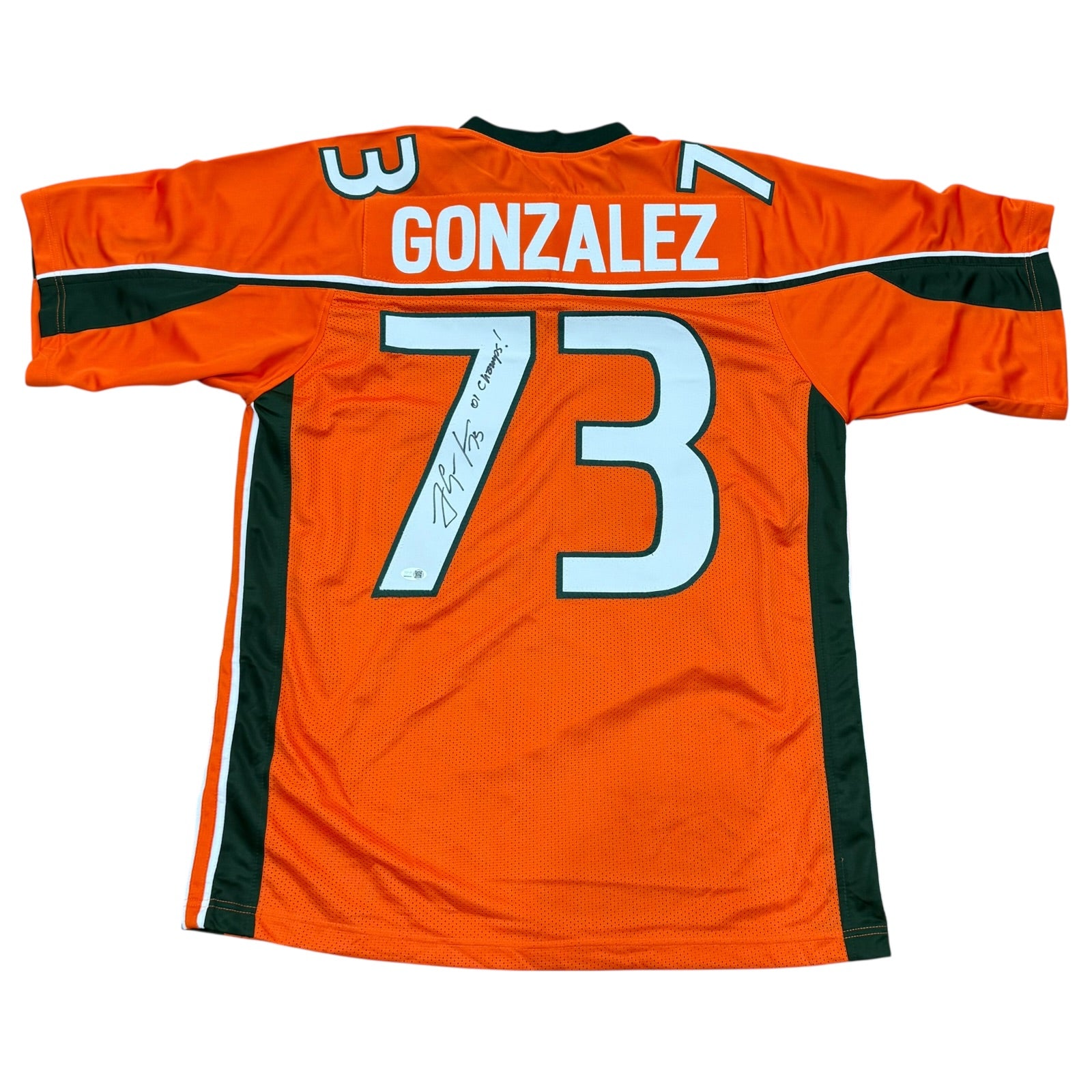 Joaquin Gonzalez Autographed Miami (Orange #73) Custom Stitched Jersey w/ 