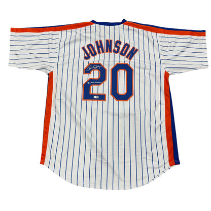 Howard Johnson Autographed New York (Pinstripe #20) Custom Stitched Jersey w/ "86 WS Champs" - JSA
