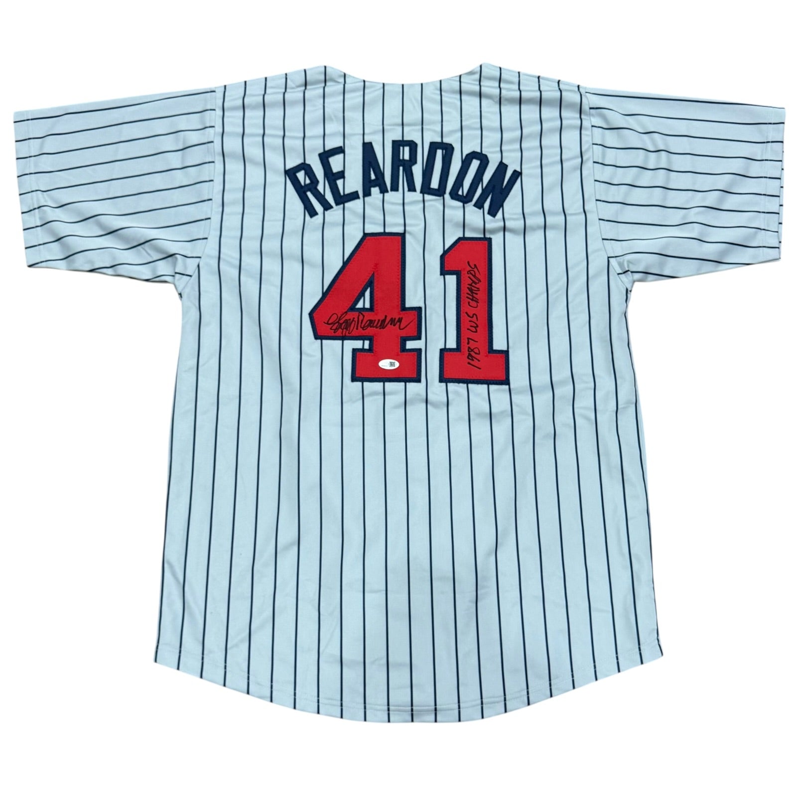 Jeff Reardon Autographed Minnesota (Pinstripe #41) Custom Stitched Jersey w/ 