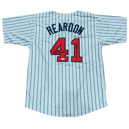 Jeff Reardon Autographed Minnesota (Pinstripe #41) Custom Stitched Jersey w/ "1987 WS Champs" - JSA