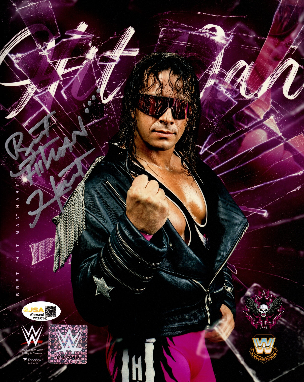 Bret "Hitman" Hart Autographed (Back To School) Wrestling 8x10 Photo - JSA