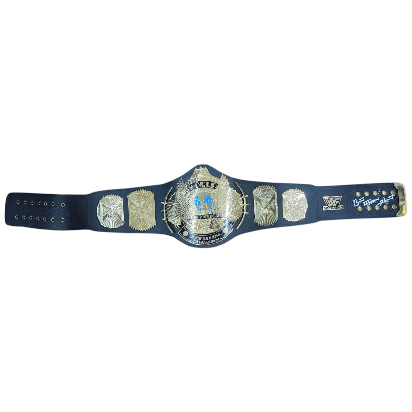 Bret "Hitman" Hart Autographed WWF Winged Eagle Brass Replica Championship Title Belt - JSA