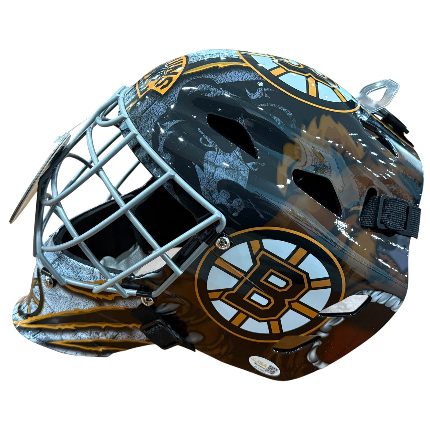 Gerry Cheevers Autographed Boston Bruins Full Size Goalie Mask w/ "HOF 85, The Mask, 2x SC Champ" - JSA