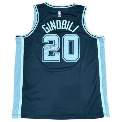 Manu Ginobili Autographed San Antonio Spurs (Black #20) Nike Swingman Jersey - JSA