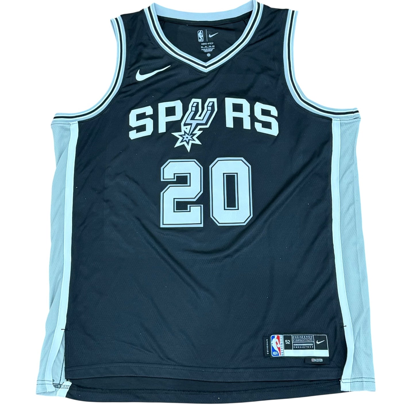 Manu Ginobili Autographed San Antonio Spurs (Black #20) Nike Swingman Jersey - JSA
