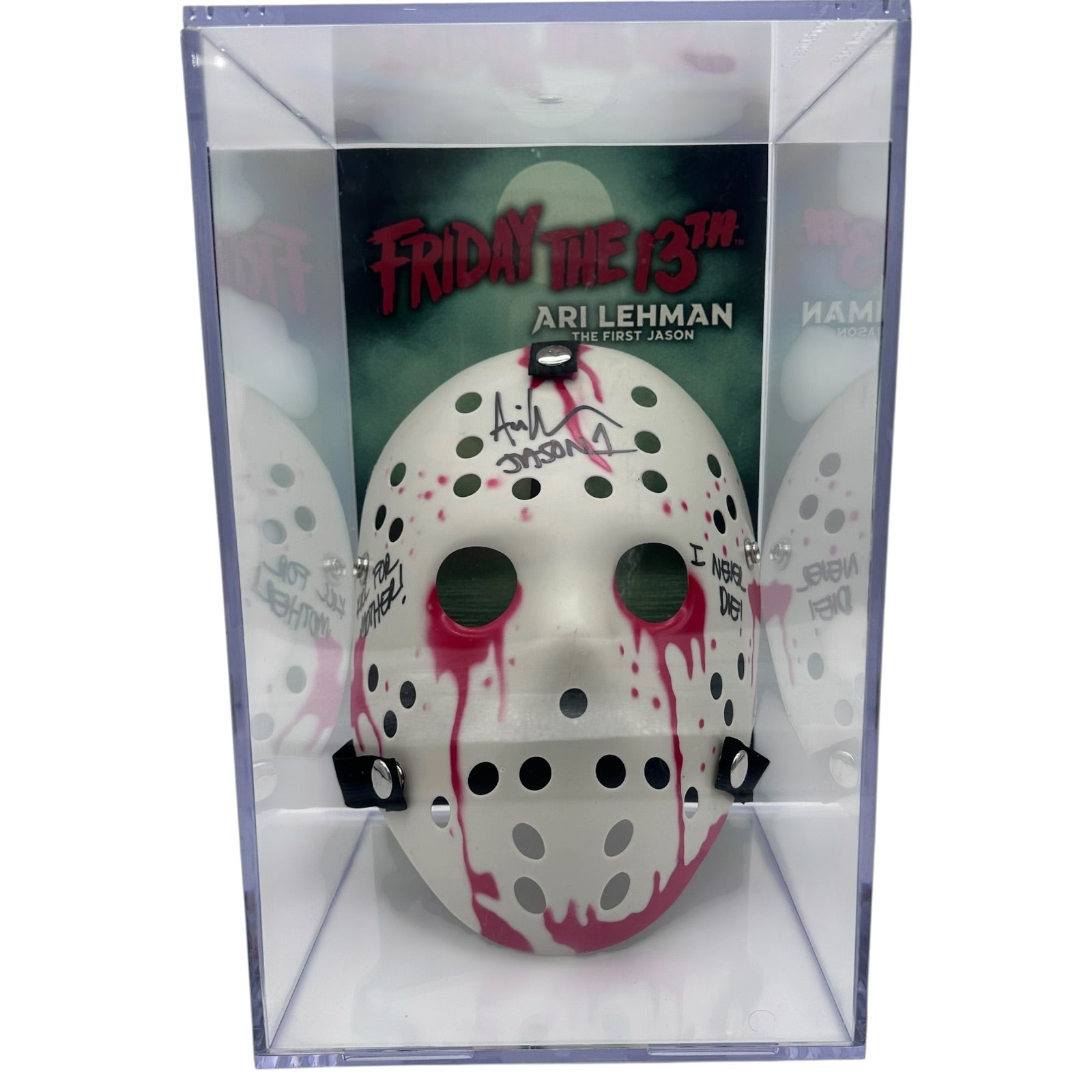 Ari Lehman Autographed 'Friday the 13th' Jason Bloody White Mask in Display Case - JSA