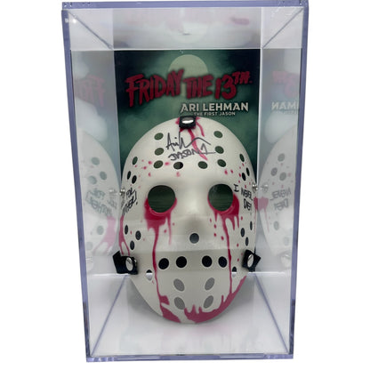 Ari Lehman Autographed 'Friday the 13th' Jason Bloody White Mask in Display Case - JSA