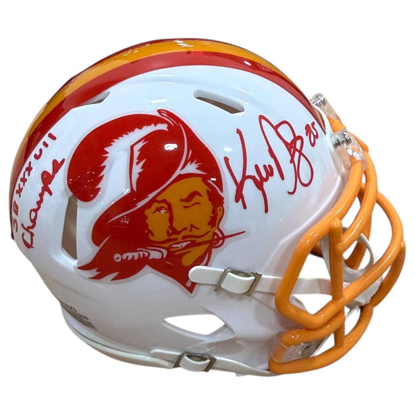Ken Dilger Autographed Tampa Bay Buccaneers (Throwback Creamsicle) Mini Helmet w/ "SB XXXVII Champs" - JSA