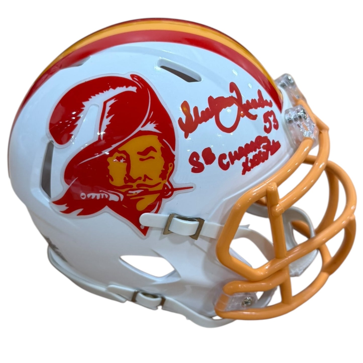 Shelton Quarles Autographed Tampa Bay Buccaneers (Throwback Creamsicle) Mini Helmet w/ "SB XXXVII Champs" - JSA