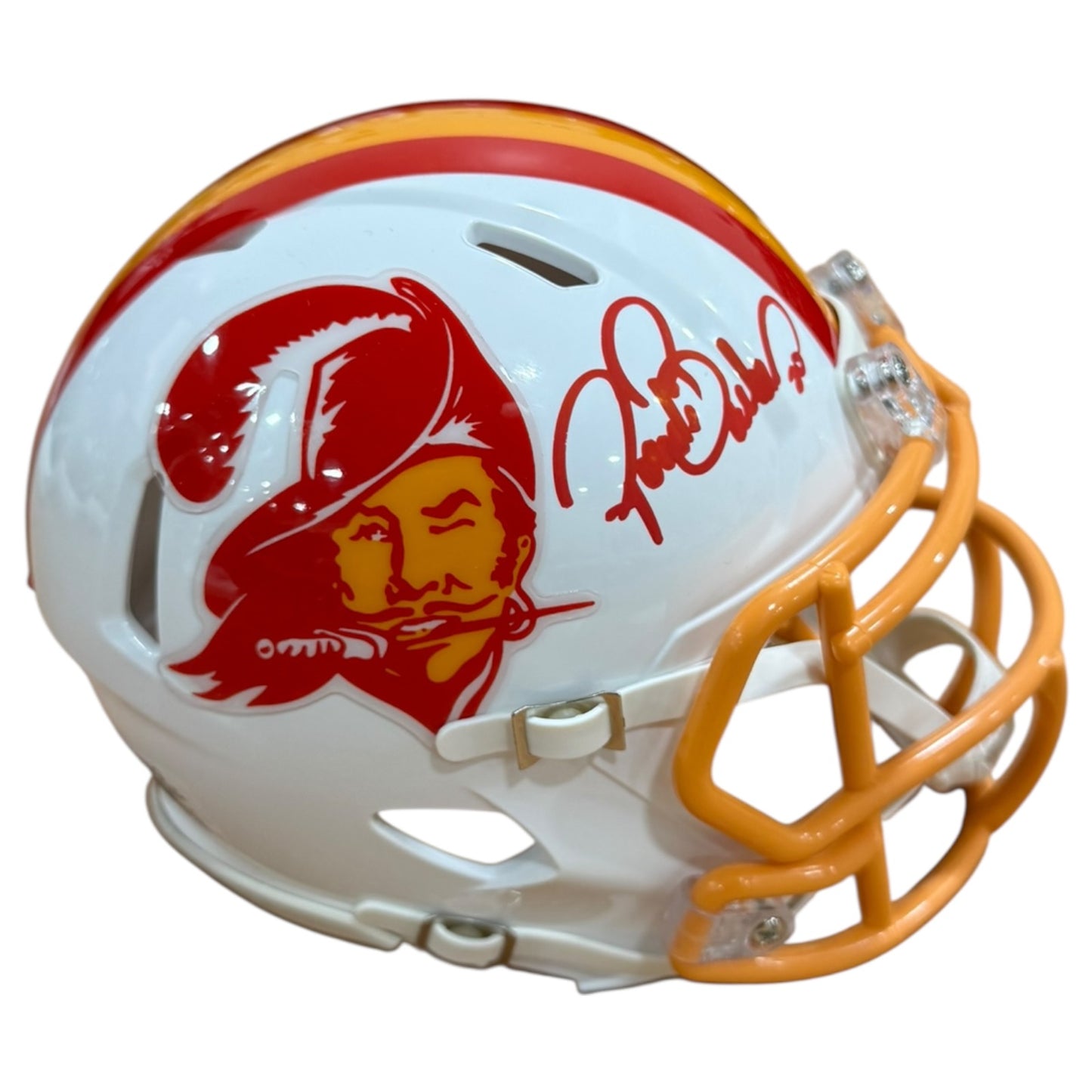 Ronde Barber Autographed Tampa Bay Buccaneers (Throwback Creamsicle) Mini Helmet - JSA