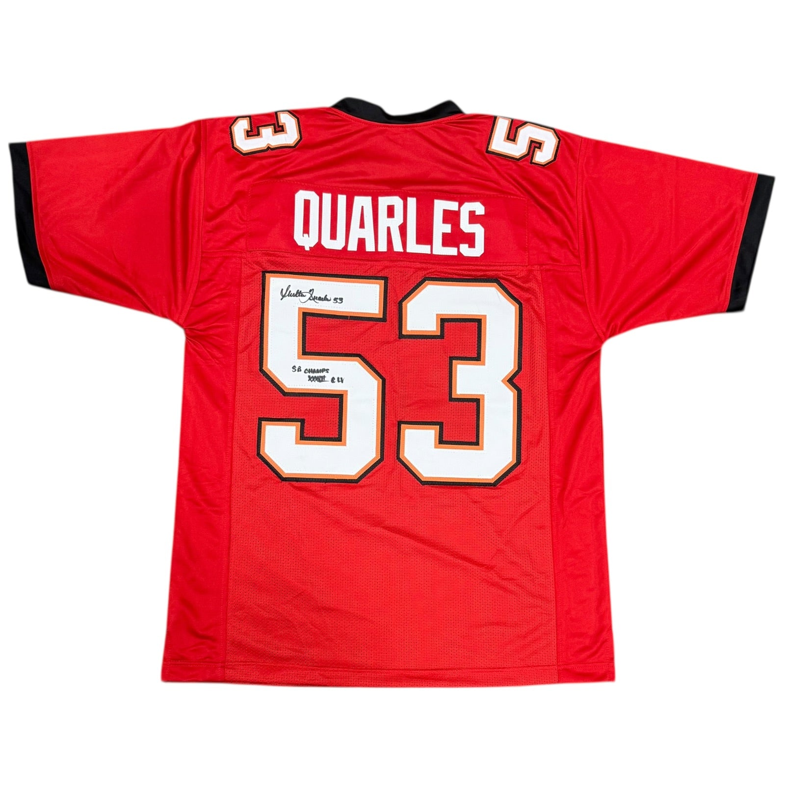 Shelton Quarles Autographed Tampa Bay (Red #53) Custom Jersey w/ 