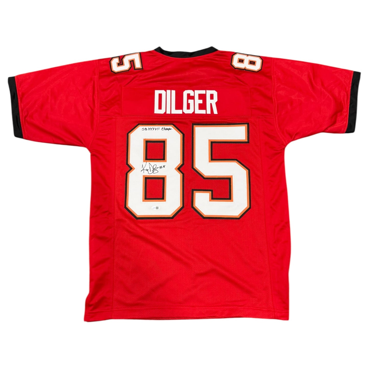 Ken Dilger Autographed Tampa Bay (Red #85) Custom Jersey w/ "SB XXXVII Champs" - JSA