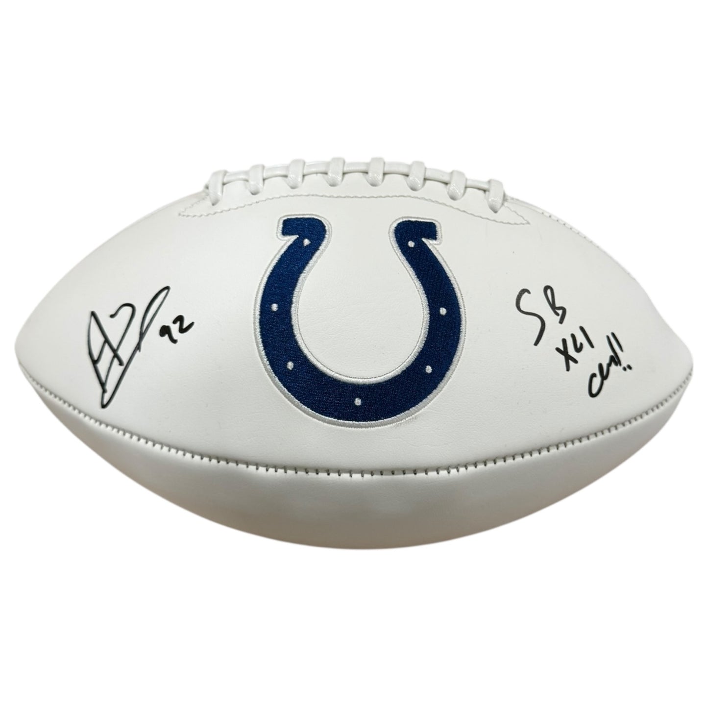 Anthony "Booger" McFarland Autographed Indianapolis Colts Logo Football w/ "SB XLI Champs" - JSA