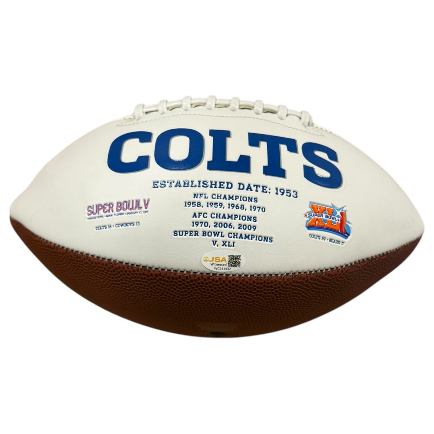 Anthony "Booger" McFarland Autographed Indianapolis Colts Logo Football w/ "SB XLI Champs" - JSA