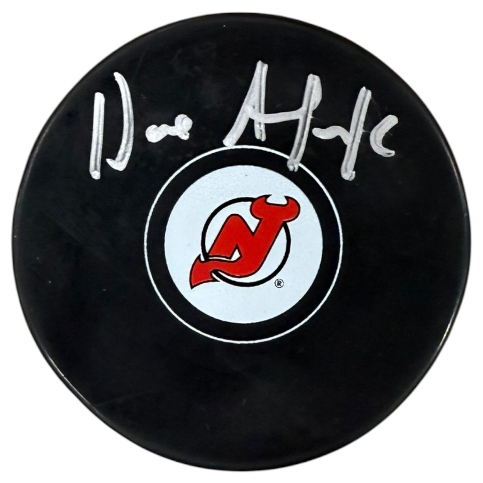 Dave Andreychuk Autographed New Jersey Devils Logo Hockey Puck - JSA
