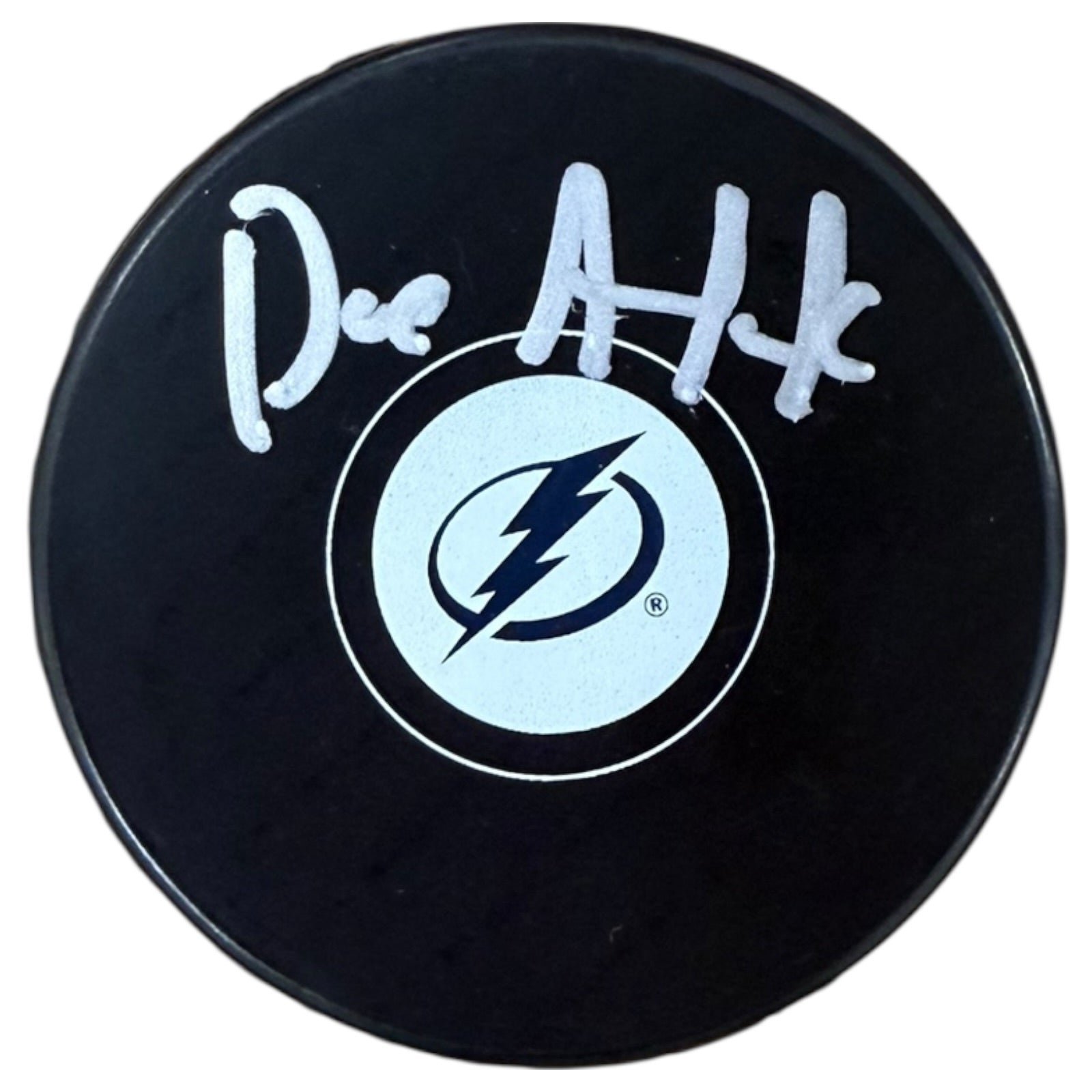 Dave Andreychuk Autographed Tampa Bay Lightning Logo Hockey Puck - JSA
