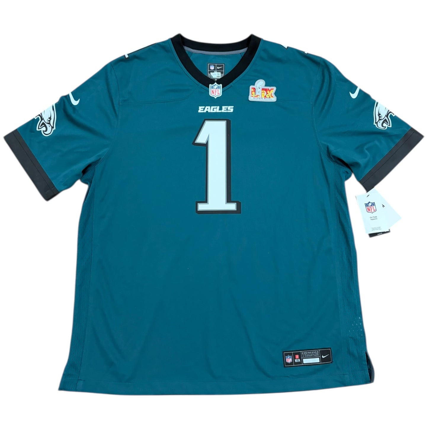 Jalen Hurts Autographed Philadelphia Eagles (Green #1) Nike Replica Super Bowl LIIX Jersey – Fanatics