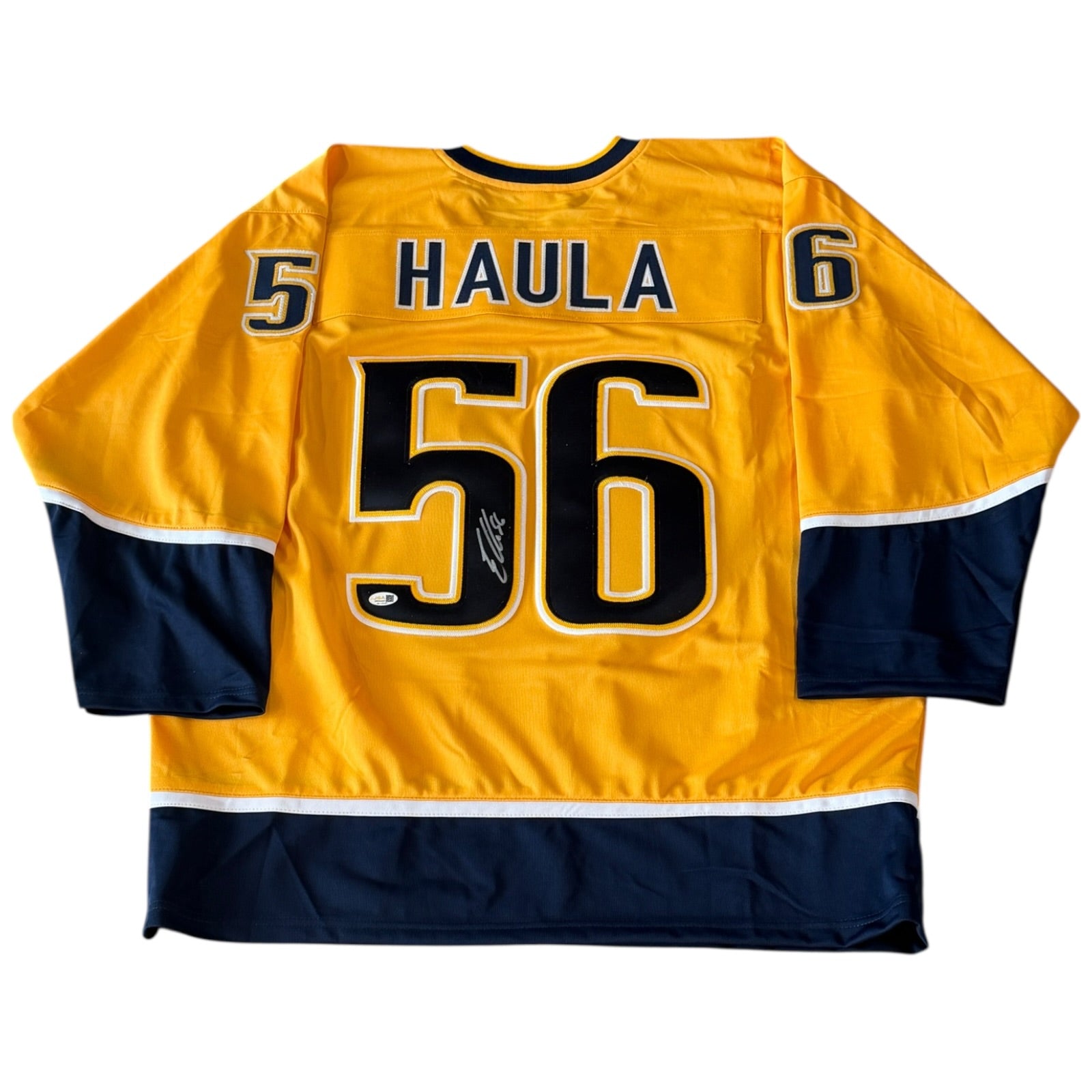 Erik Haula Autographed Nashville (Gold #56) Custom Hockey Jersey - JSA