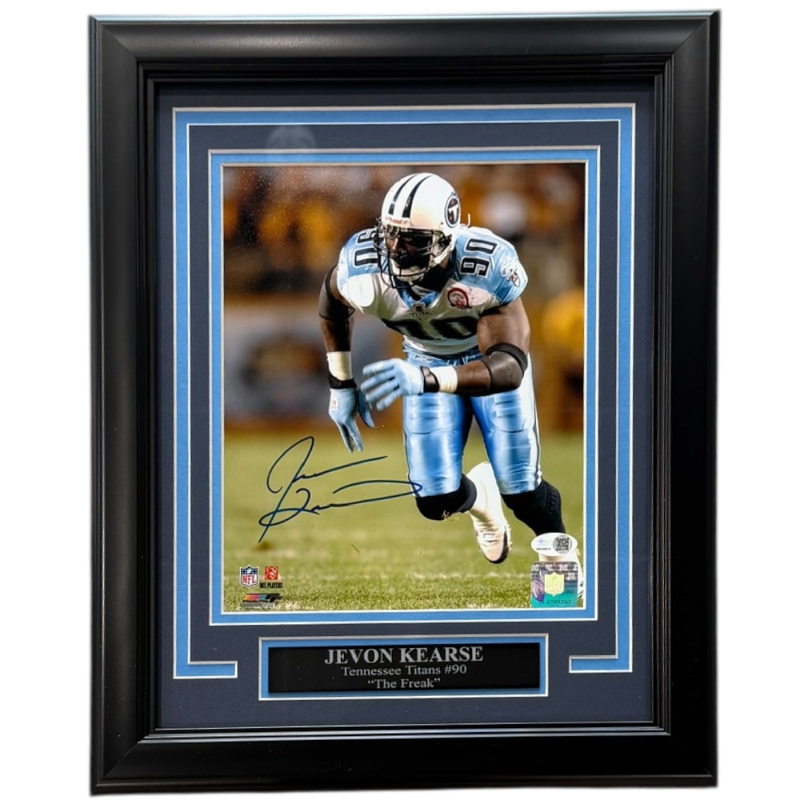 Jevon Kearse Autographed Tennessee Titans Deluxe Framed 8x10 Photo - JSA