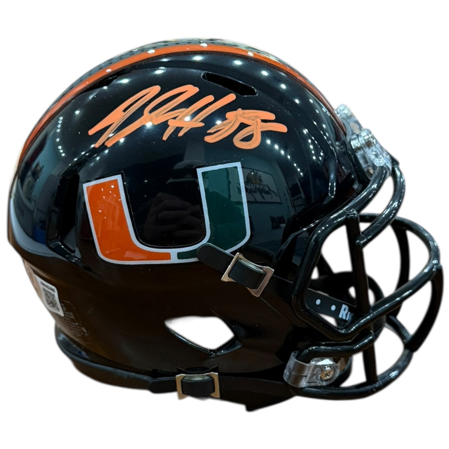 Jeremy Shockey Autographed Miami Hurricanes (Black Nights) Mini Helmet - Beckett