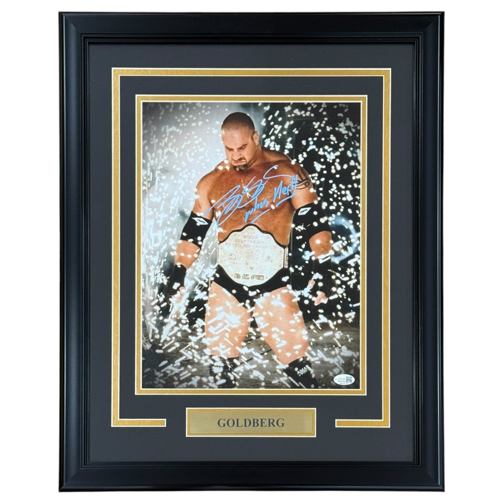 Bill Goldberg Autographed Wrestling (Pyro Intro) Deluxe Framed 11x14 Photo w/ 