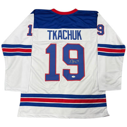 Matthew Tkachuk Autographed USA White 19 Custom Stitched Hockey Jersey - JSA