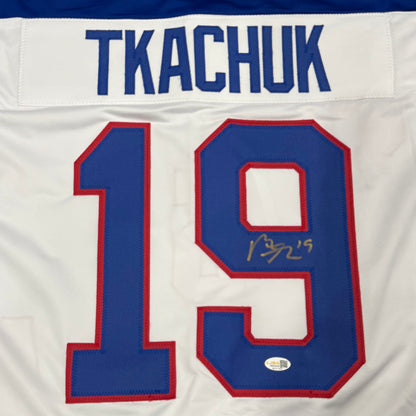 Matthew Tkachuk Autographed USA White 19 Custom Stitched Hockey Jersey - JSA