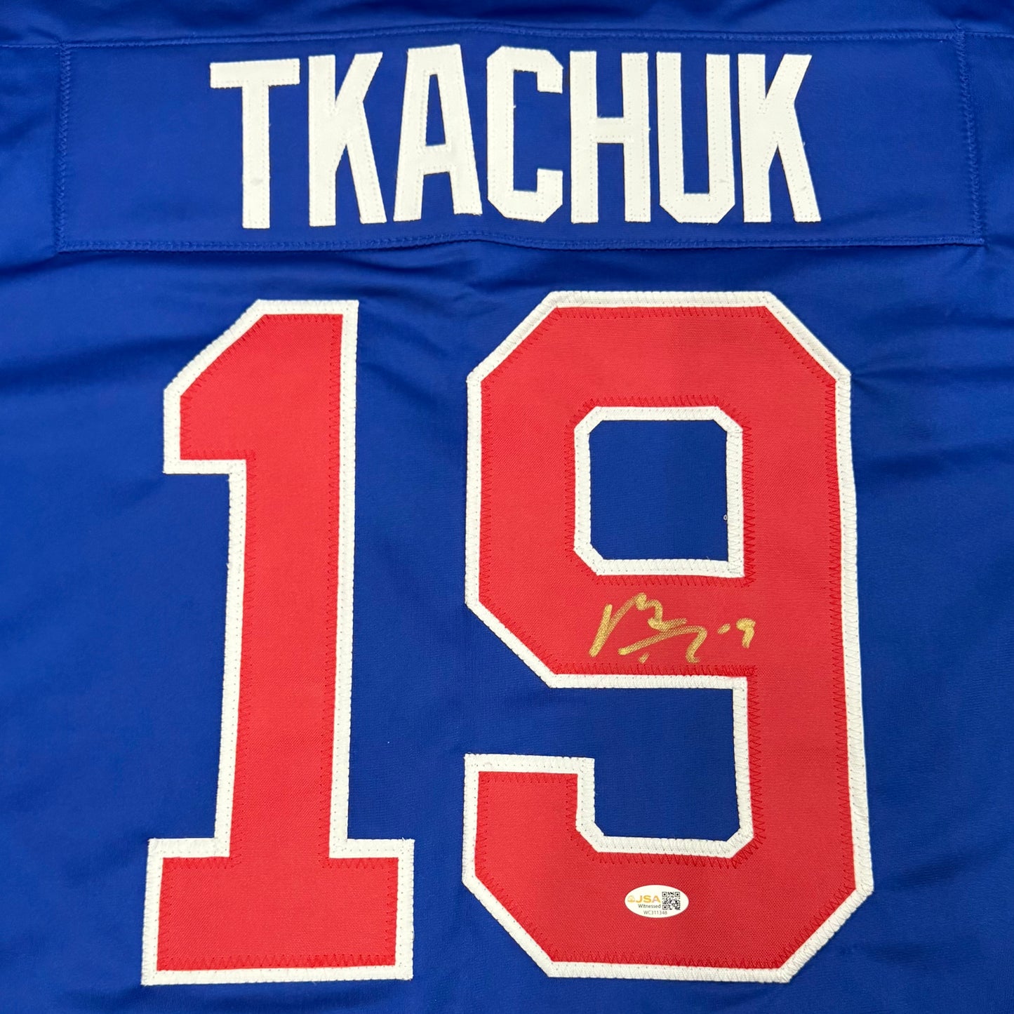 Matthew Tkachuk Autographed USA (Blue #19) Custom Stitched Hockey Jersey - JSA
