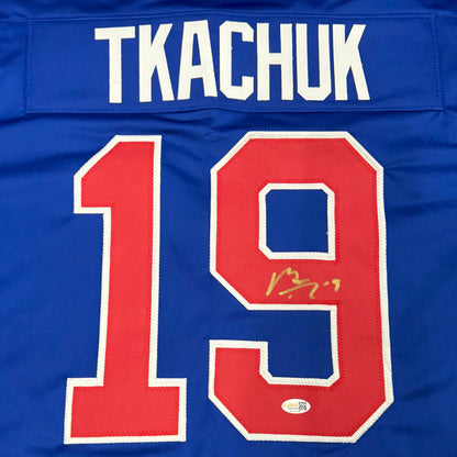 Matthew Tkachuk Autographed USA (Blue #19) Custom Stitched Hockey Jersey - JSA