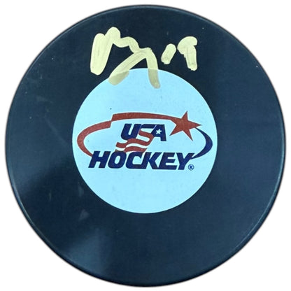 Matthew Tkachuk Autographed Team USA Hockey Logo Puck - JSA