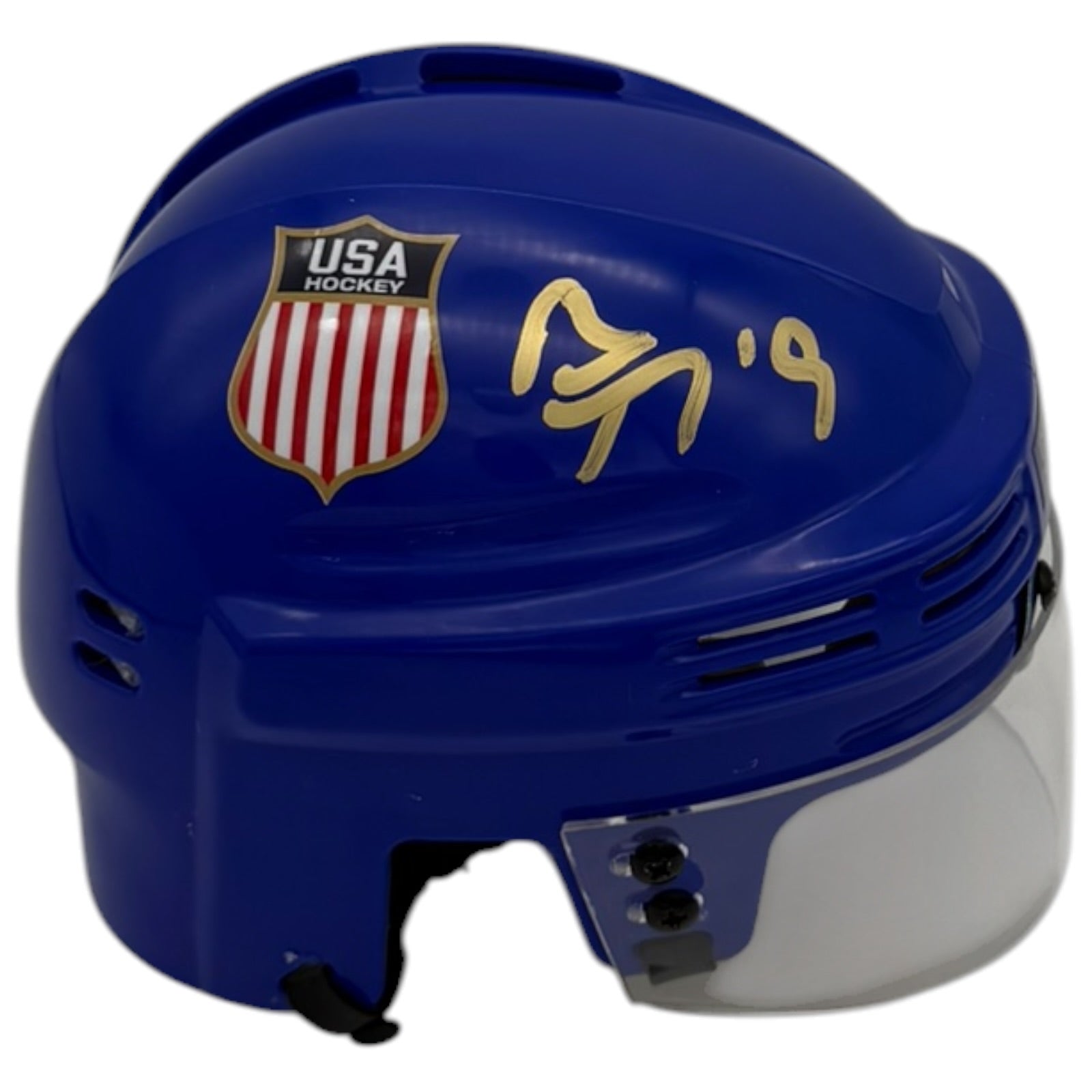 Matthew Tkachuk Autographed Team USA Olympics (Blue) Mini Helmet - JSA