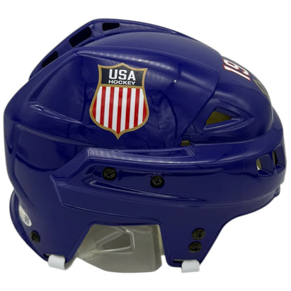 Matthew Tkachuk Autographed Team USA Olympics (Blue) Full Size Helmet - JSA