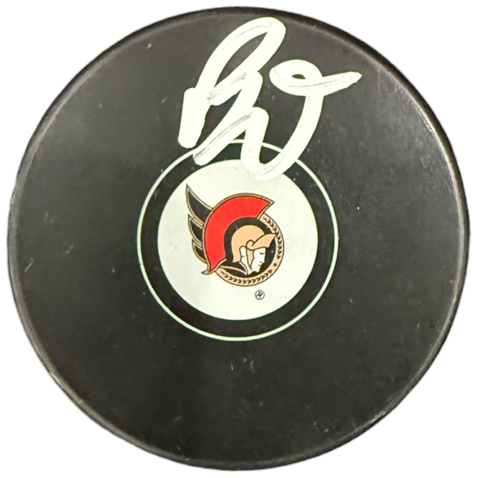 Brady Tkachuk Autographed Ottawa Senators Logo Hockey Puck - JSA