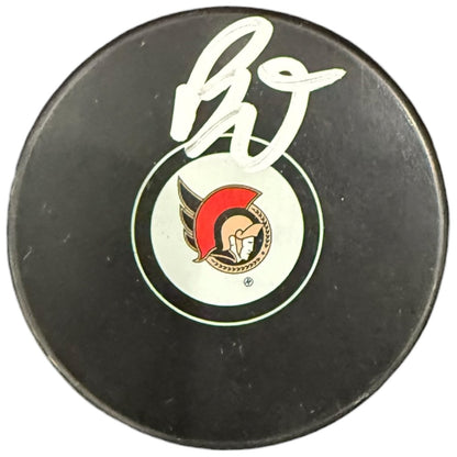 Brady Tkachuk Autographed Ottawa Senators Logo Hockey Puck - JSA