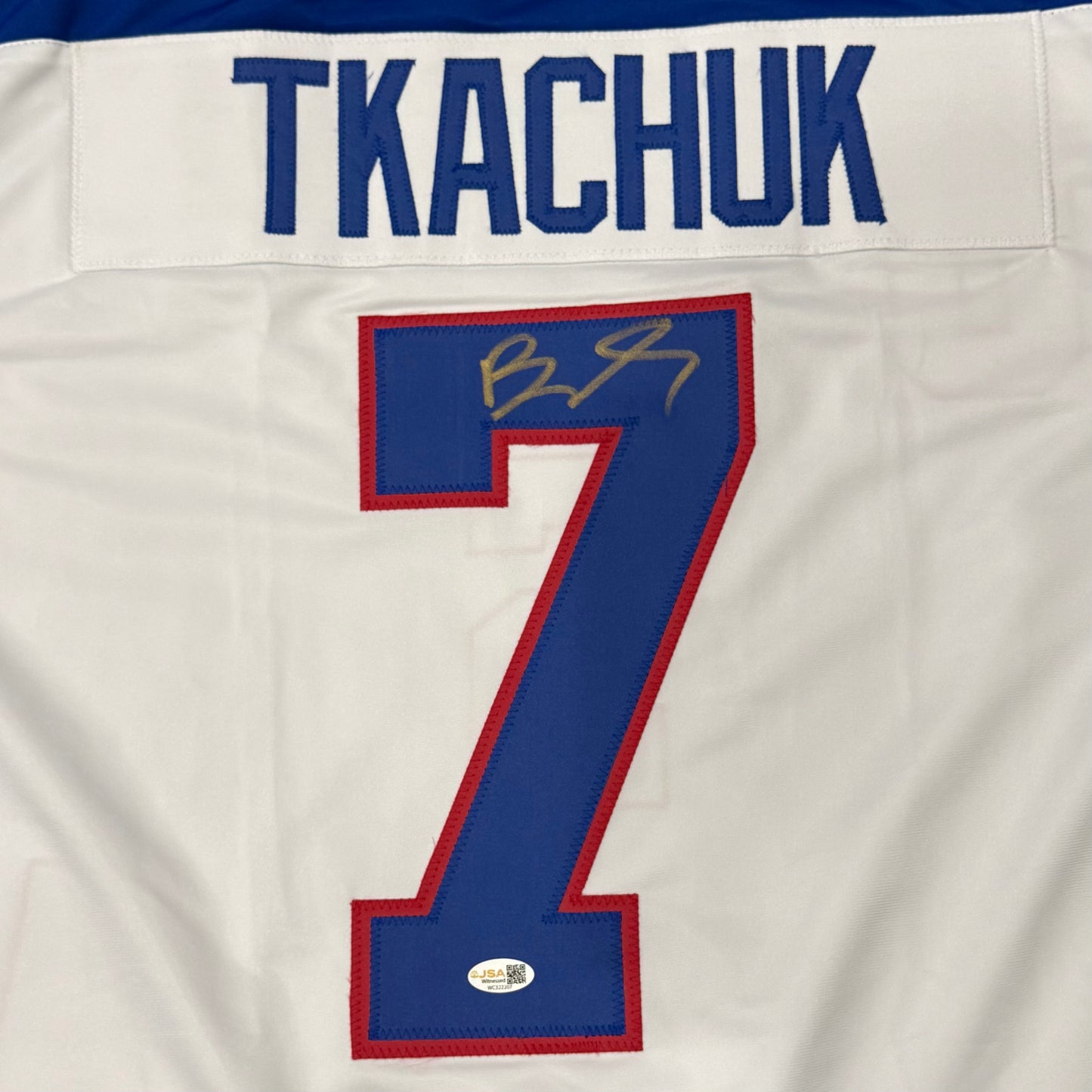 Brady Tkachuk Autographed USA (White #7) Custom Stitched Hockey Jersey - JSA